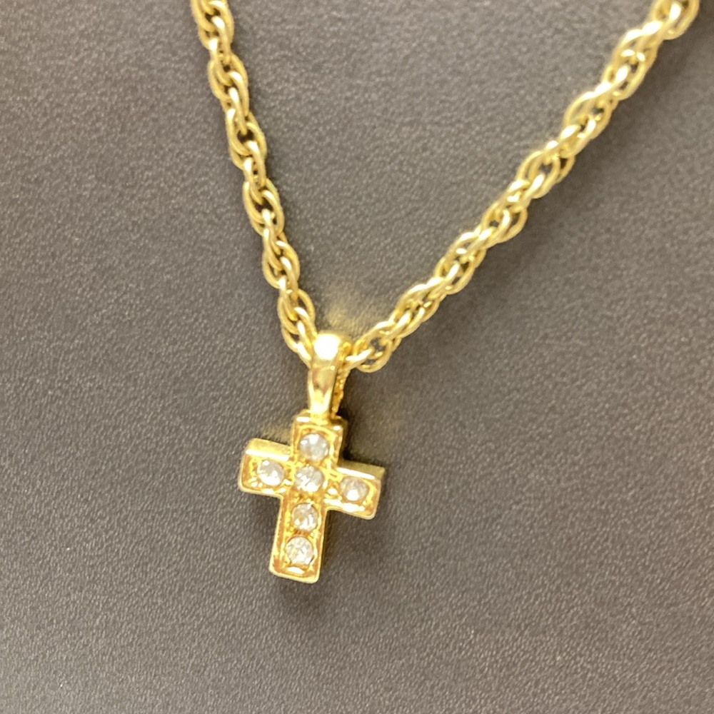 Vintage Avon Gold & Crystal Cross Chain